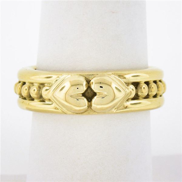 Judith Ripka 18k Yellow Gold Dual Heart Moi et Toi Eternity Beaded Band Ring