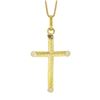Image 2 : 14K Yellow Gold Cable Textured Puffed Cross Pendant w/ 16" Box Chain Necklace