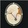 Image 2 : Vintage 14k Gold Carved Shell Cameo & Detailed Filigree Frame Pin Brooch Pendant