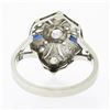 Image 6 : Antique Art Deco 14k White Gold 0.24 ctw Diamond Sapphire Filigree Open Work Rin