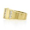 Image 6 : Unisex 14K Gold 0.60 ctw Round Diamond Grooved Channel Brushed Wide Band Ring