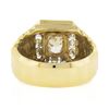 Image 7 : Mens 14k Yellow Gold 1.13 ctw Bezel Oval & Square Halo Diamond Ribbed Shank Ring