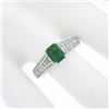 Image 3 : 14K White Gold 1.71 ctw Emerald Cut Emerald Solitaire w/ Diamond Accents Ring