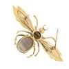 Image 4 : Vintage 14k Gold Agate Tigers Eye Pearl Green Blue Enamel Large Fly Brooch Pin