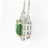Image 7 : NEW Plat. 18k Gold GIA Cushion Tsavorite Solitaire Diamond Halo Pendant Necklace