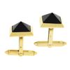 Image 4 : Vintage 18K Yellow Gold Pyramid Cut Bezel Black Onyx Square Swivel Cuff Links
