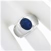 Image 3 : Men's 14K White Gold Oval Cabochon Bezel Set Lindy Star Sapphire Brushed Ring