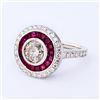 Image 2 : 1.10 ctw Diamond and 1.01 ctw Ruby 18K White Gold Ring (1.43 ctw Diamonds)