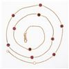 Image 4 : 14k Rose Gold 2 ctw Round Bezel Set Red Ruby by the Yard 20" Chain Necklace