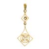 Image 4 : Antique 14K Gold 0.12 ctw Round Diamond Open Target Drop Dangle Lavalier Pendant