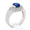 Image 9 : NEW 14k Gold GIA Half Bezel Round Sapphire w/ Diamond Milgrain & Wheat Work Ring