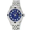 Image 2 : Rolex Ladies Quickset Stainless Steel Blue Diamond And Sapphire Datejust Wristwa