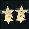Image 2 : Estate 18k Yellow Gold Puffed & Polished Dual Star Drop Dangle Enhancer Earrings