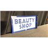 Image 1 : ORIGINAL PORCELAIN DOUBLE SIDED 24" X 12" BEAUTY SHOP FLANGE SIGN