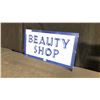 Image 2 : ORIGINAL PORCELAIN DOUBLE SIDED 24" X 12" BEAUTY SHOP FLANGE SIGN
