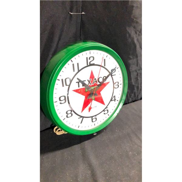 TEXACO 14" ROUND WALL CLOCK 110 VOLT