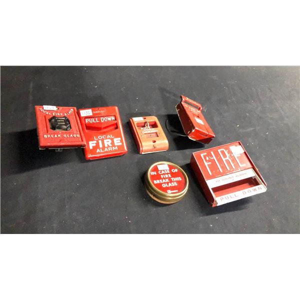 6 VINTAGE FIRE ALARM PULL STATIONS
