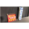 Image 1 : BUS AREA DOUBLE SIDED 16" X 15" HANGING METAL SIGN AND BUS STOP POLE MOUNTED SIGN