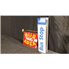 Image 2 : BUS AREA DOUBLE SIDED 16" X 15" HANGING METAL SIGN AND BUS STOP POLE MOUNTED SIGN