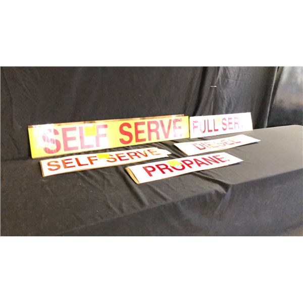 4 ASSORTED SELF SERVE, PROPANE AND DIESEL SIGNS
