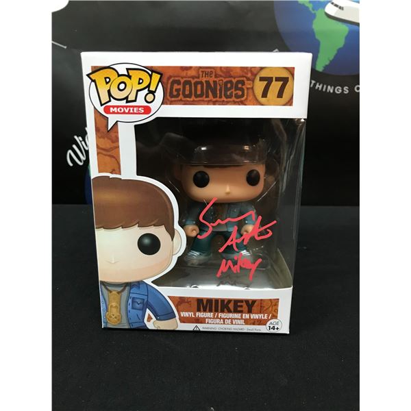 SEAN ASTIN SIGNED GOONIES FUNKO POP INSCRIBED "MIKEY" WWOC COA