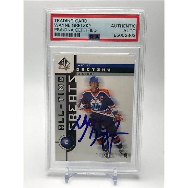WAYNE GRETZKY SIGNED UPPER DECK SP ALL TIME GREATS HOCKEY CARD (PSA AUTHENTIC)