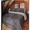 Image 2 : Roots Home 3 Pc Gray & White Reversable Sherpa  King Size Comforter Set