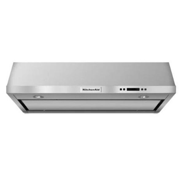 KitchenAid KVUB606DSS Range Hood, 36 inch Exterior Width, Canopy, Under-Cabinet, 600 CFM, 7.0, LED,
