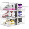 Image 1 : Solid Plastic Shoe Organizer with Magnetic Front Door, 6 Pack Shoe Boxes Clear Stackable, Sneaker St