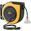 Image 1 : DEWENWILS Retractable Cord Reel, 60 FT Heavy Duty Extension Cord, 12AWG/3C SJTOW, 3 Grounded Outlets