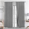 Image 1 : Joydeco Linen Curtains 84 inch Length 2 Panels Set Burg 100% Blackout Long Drapes for Bedroom Living
