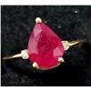 Image 1 : 10K Yellow Gold Natural Ruby(1ct) Diamond(0.01ct) Ring (~Size 6.5)(~weight 1.6g), Appraised Retail $