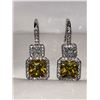 Image 1 : Emerald Square Cut Yellow Saphhire Earrings Set .925 Silver NEW
