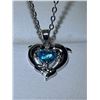 Image 1 : Sterling Silver Blue Topaz Heary LOVE Dolphin Pendant & Chain Set