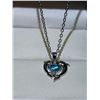 Image 2 : Sterling Silver Blue Topaz Heary LOVE Dolphin Pendant & Chain Set