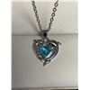 Image 3 : Sterling Silver Blue Topaz Heary LOVE Dolphin Pendant & Chain Set