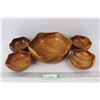 Image 1 : (5) Carved Wooden Bowls- Made In Hong Kong