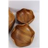 Image 4 : (5) Carved Wooden Bowls- Made In Hong Kong
