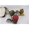 Image 3 : (3) Brass Pressure Gauges, (2) Industrial Light Bulbs, Pipe Wrench