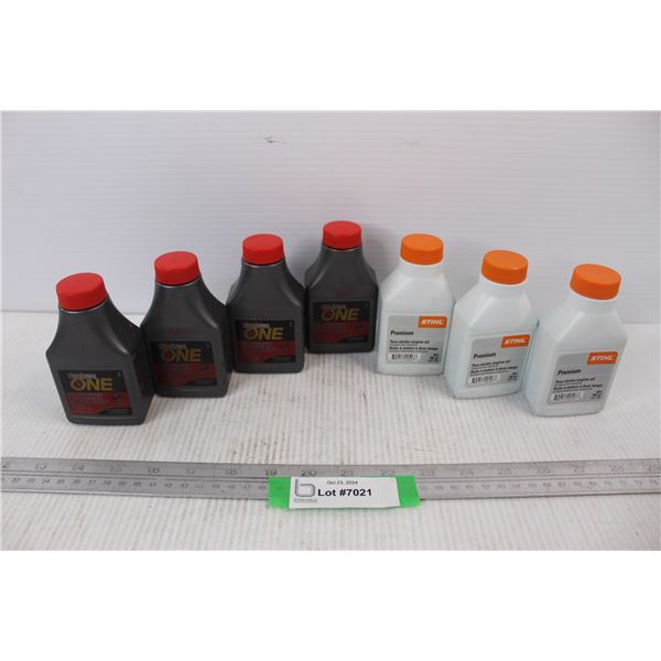(7) New Unopened Jugs Of Two Stroke Engine Oil, Shindaiwa, Stihl