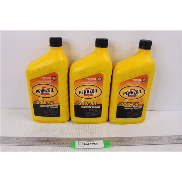 (3) New Unopened Jugs Of Pennzoil 20w50 Motor Oil