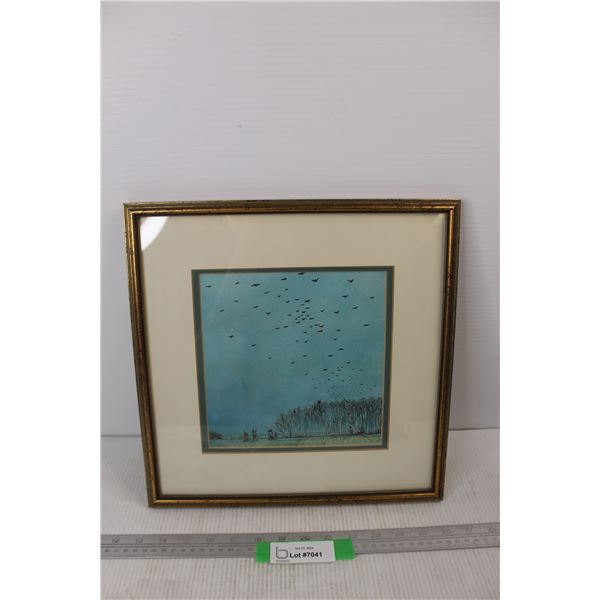 Manitoba Crows Migrating South Framed Picture by William Kurelek- 13.5'' x 13.5''