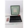 Image 1 : Framed Cross-stitch- 12''x 13'', Flag Pins, Desk Tray, Halloween iPhone Mini Case 5.25” x 2