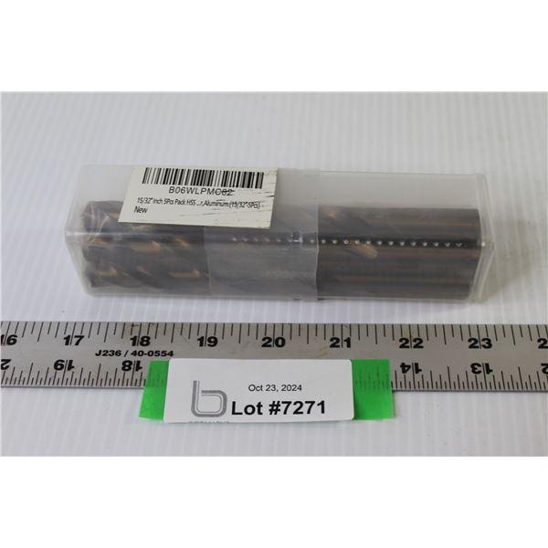 15/32" 5 Pk HSS Aluminum Drill Bits (NIB)