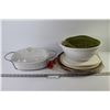 Image 1 : Corning ware Casserole Dish w/Lid on Stand - Metal Pizza Pan - Foil Pans - Plastic Bowl - Misc. Item