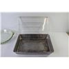 Image 2 : (3) Glass Pie Plates - Cake Pan w/Lid (13" x 9 1/2" - has crack)