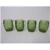 Image 2 : (4) Vintage Mini Green Glass Barrel Mugs Barware and Rooster Double Egg Cup