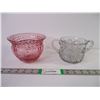 Image 1 : Double Handled Glass Sugar Bowl, Cranberry Glass Bowl