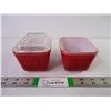 Image 1 : (2) Vintage Pyrex Red Refrigerator Dish with Ribbed Lid- the other has no lid