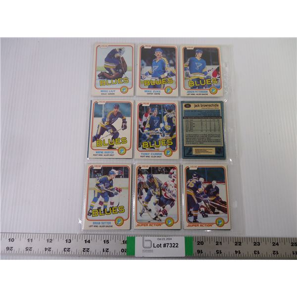 1981-82 as is sleeve of (12) St. Louis Blues Cards-some doubles-authentic
